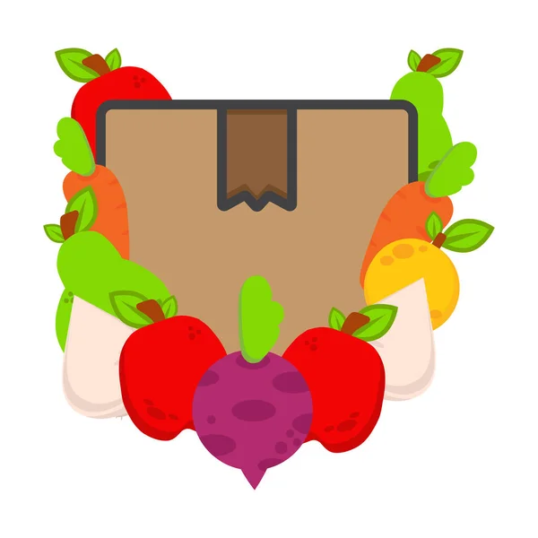 装有蔬菜插图的送货箱 世界素食日 健康食品图解设计 — 图库矢量图片