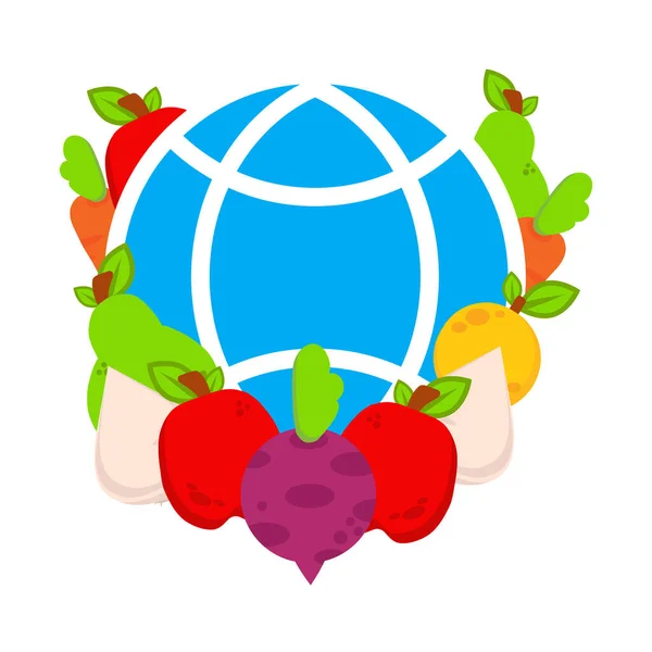 全球蔬菜插图 世界素食日 健康食品图解设计 — 图库矢量图片