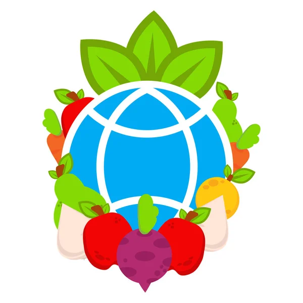 全球蔬菜插图 世界素食日 健康食品图解设计 — 图库矢量图片
