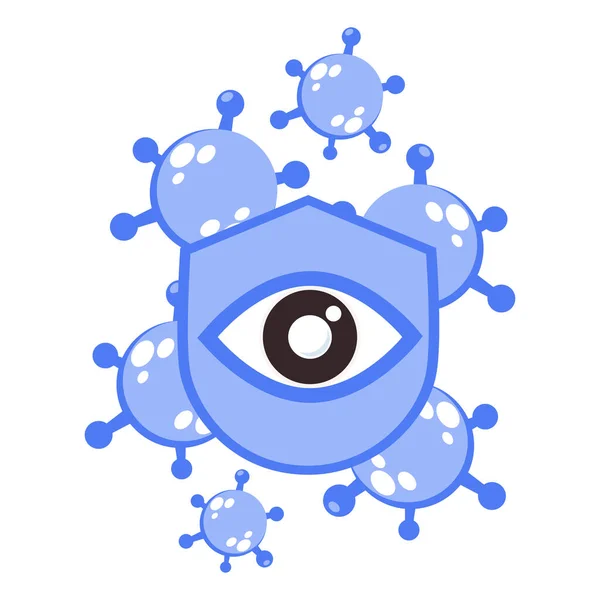 Ojo Con Escudo Ilustración Del Virus Ilustración Salud Ocular Para — Vector de stock