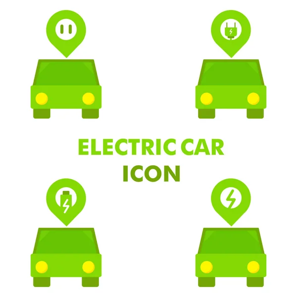 Coche Eléctrico Con Ubicación Icono Electricidad Como Concepto Icono Loacation — Vector de stock