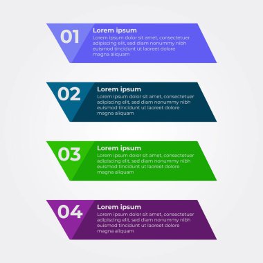 Four Step Infographic tasarımı. düz çokrenkli bilgi dizaynı
