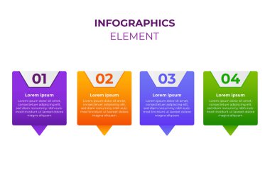 Infographic tasarım. Dört Adım Bilgisel tasarım şablonu.