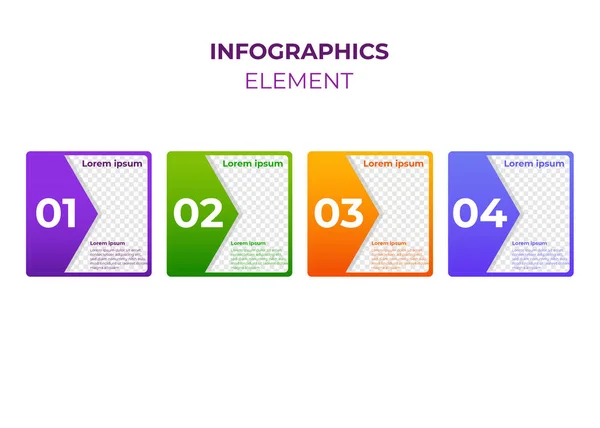 Infografik Design Vier Schritte Infografik Design Vorlage — Stockvektor