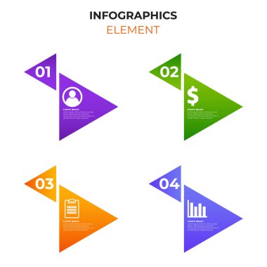 İş simgesiyle dört basamaklı gradyan bilgi elemanı. Infographic tasarım şablonu.