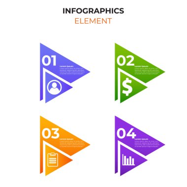 İş simgesiyle dört basamaklı gradyan bilgi elemanı. Infographic tasarım şablonu.