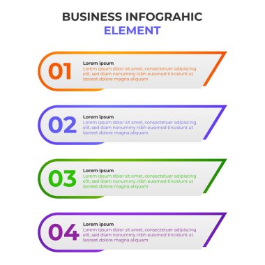 İş simgesiyle dört basamaklı gradyan bilgi elemanı. Infographic tasarım şablonu.