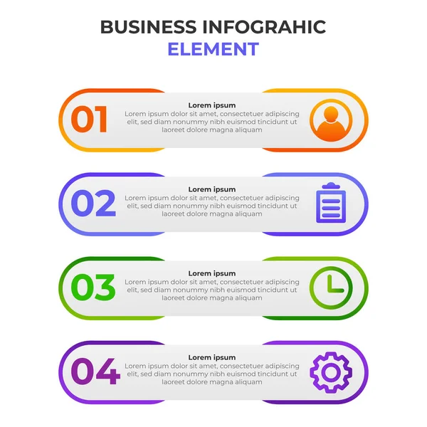 Vier Schritte Gradient Infografik Element Mit Business Symbol Vorlage Für — Stockvektor