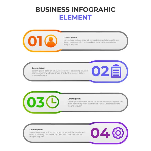 Vier Schritte Gradient Infografik Element Mit Business Symbol Vorlage Für — Stockvektor