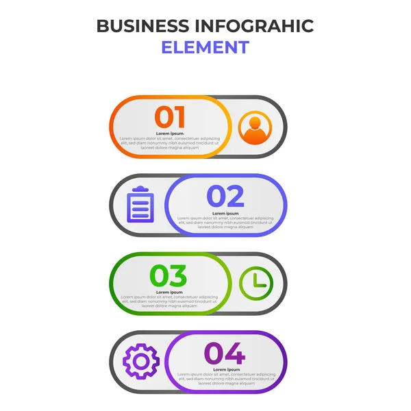 Vier Schritte Gradient Infografik Element Mit Business Symbol Vorlage Für — Stockvektor