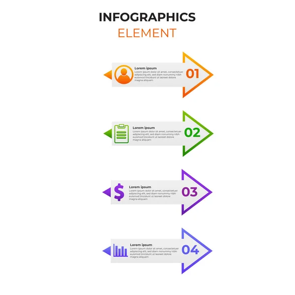 Vier Schritte Gradient Infografik Element Mit Business Symbol Infografik Vorlage — Stockvektor