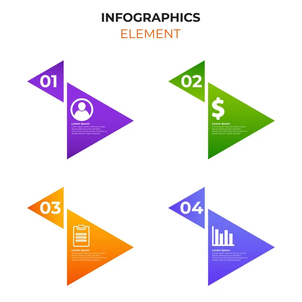 Quatre Étapes Élément Infographique Dégradé Avec Icône Entreprise Modèle Conception — Image vectorielle