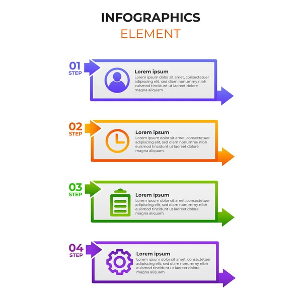 Vier Schritte Gradient Infografik Element Mit Business Symbol Vorlage Für — Stockvektor