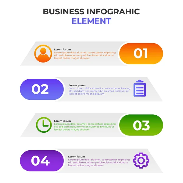 Vier Schritte Gradient Infografik Element Mit Business Symbol Vorlage Für — Stockvektor