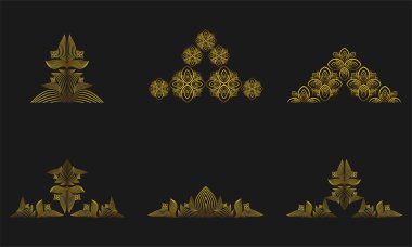 Zarif Altın Yaprak Çerçeve Sınır Süslemesi