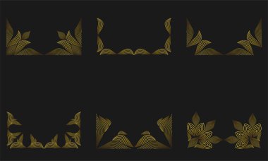 Zarif Altın Yaprak Çerçeve Sınır Süslemesi