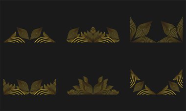 Zarif Altın Yaprak Çerçeve Sınır Süslemesi