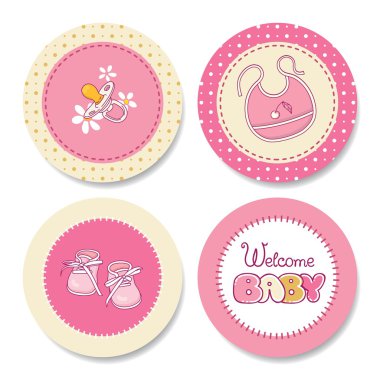 Kız doğum günü için renkli çıkartmaları kümesi