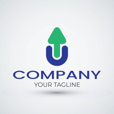Yukarı doğru basit bir u harfi oku logosu