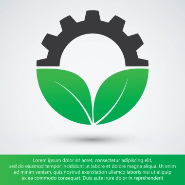 Dişli ve Yapraklı Yeşil Sanayi ve Eko Teknoloji Logosu