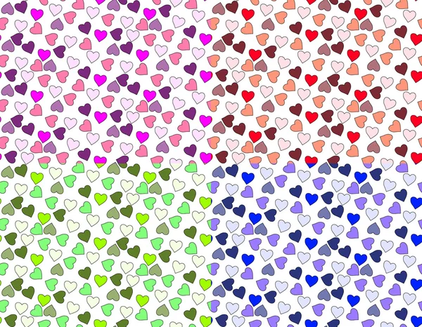 Four colorful pattern hearts design — Stock Vector