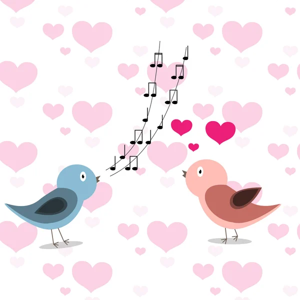 Deux oiseaux amoureux — Image vectorielle