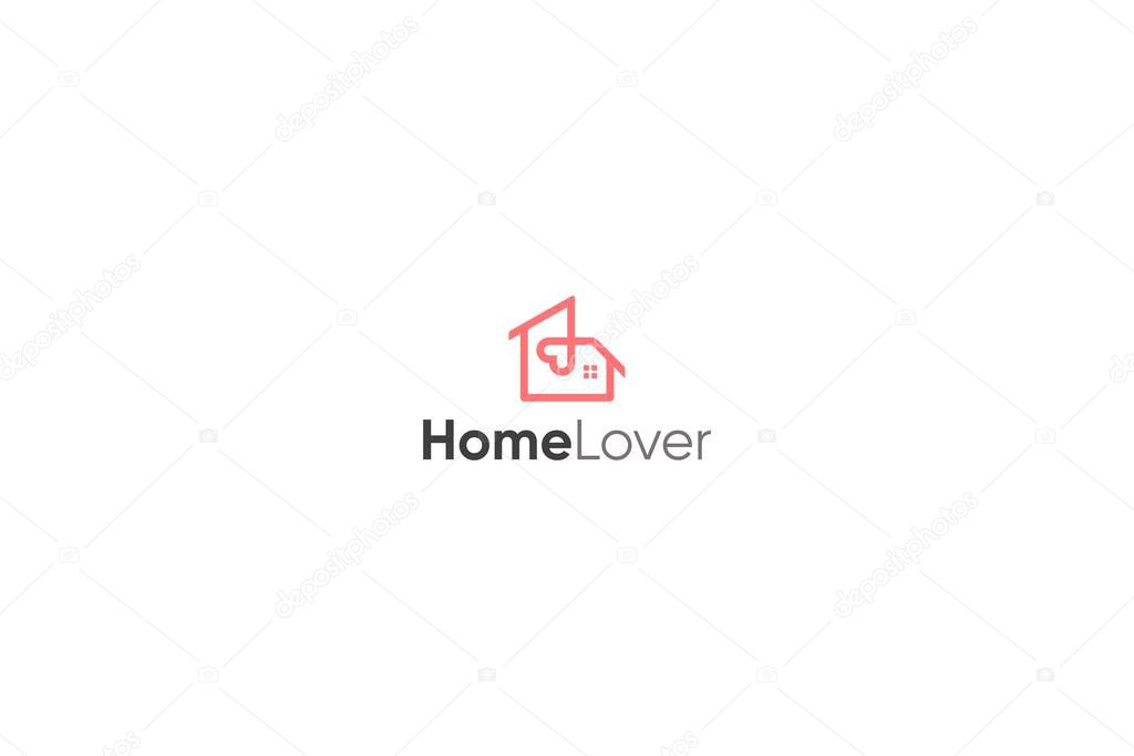 Home lover modern real estate and home cleaning or decoration logo