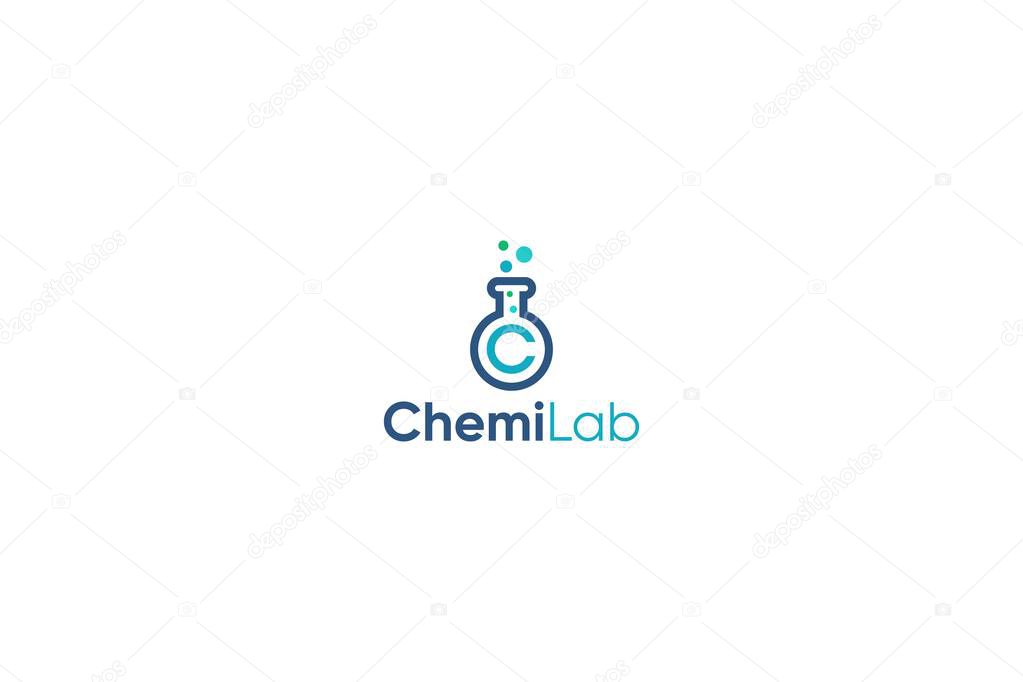 Letter C chemical beaker laboratory logo