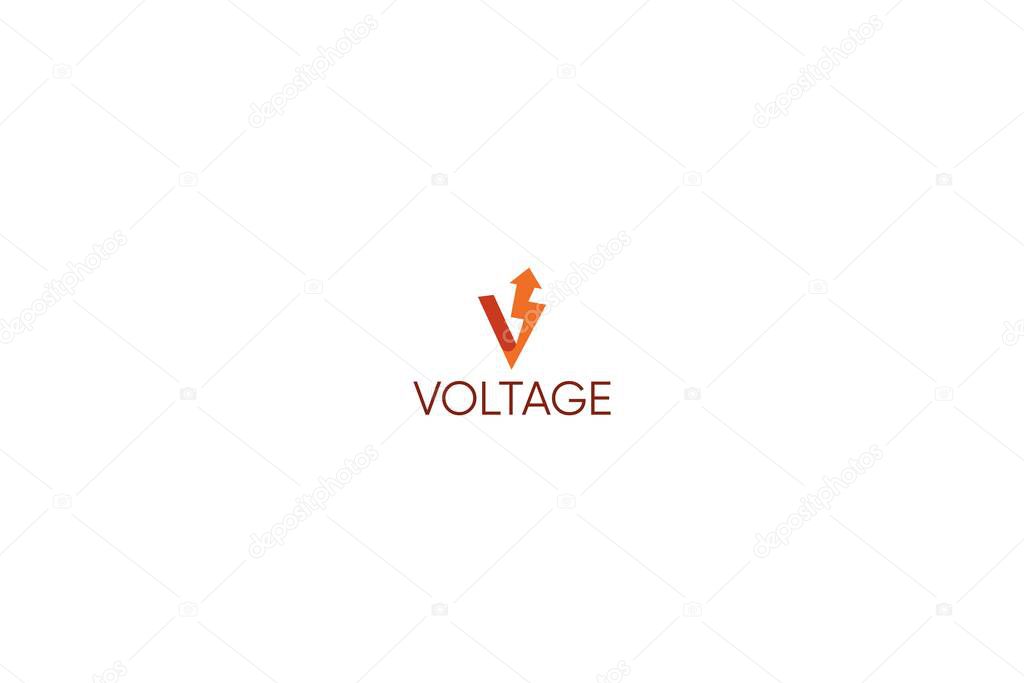 Letter V with power voltage upward arrow electrical logo