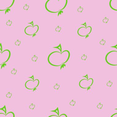 Pembe bir arka plan üzerinde yeşil elma