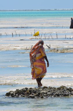 Jambiani Beach deki Zanzibar Afrikalı kadın