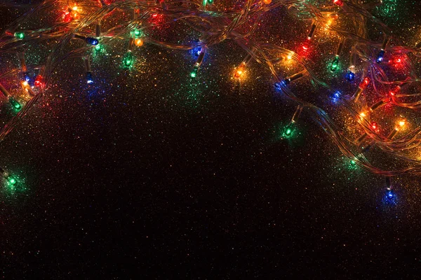 Noel ışıkları arka plan çelenk — Stok fotoğraf