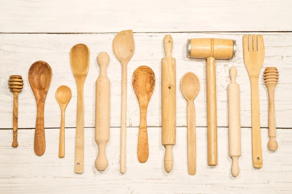 Wooden utensil background — Stock Photo, Image