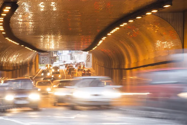 Blurred tunnel traffic — Stock Photo, Image