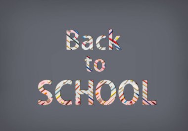 Okul malzemelerinden yapılan okula dönüş metni