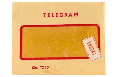 Acil işareti bulunan eski telgraf zarf