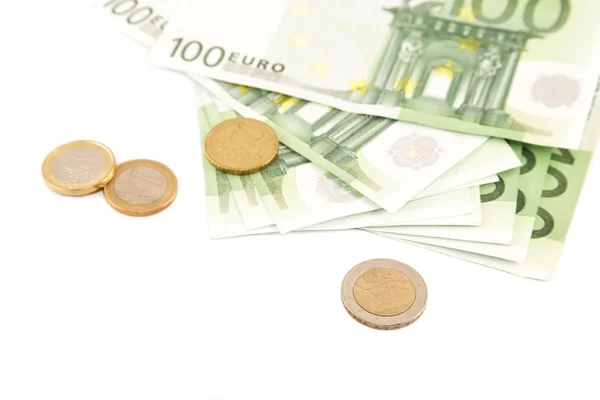 100 ユーロ紙幣と硬貨 — ストック写真