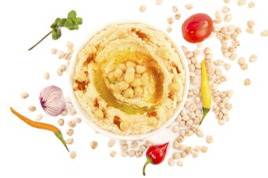 Humus nane ve taze sebze ile