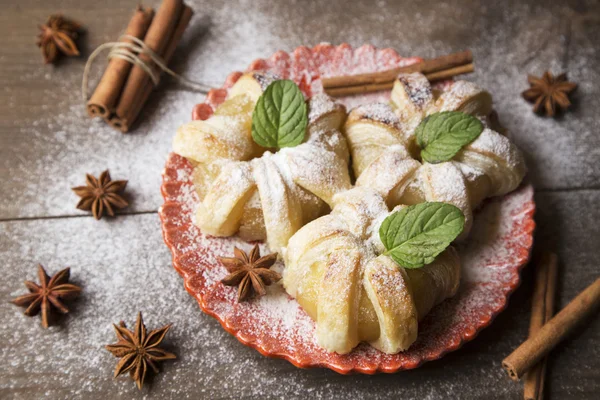 Tarte de mere cu zahăr praf — Fotografie, imagine de stoc