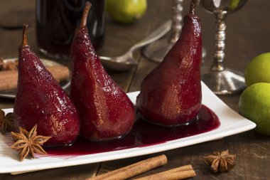 Pears boiled in red wine clipart