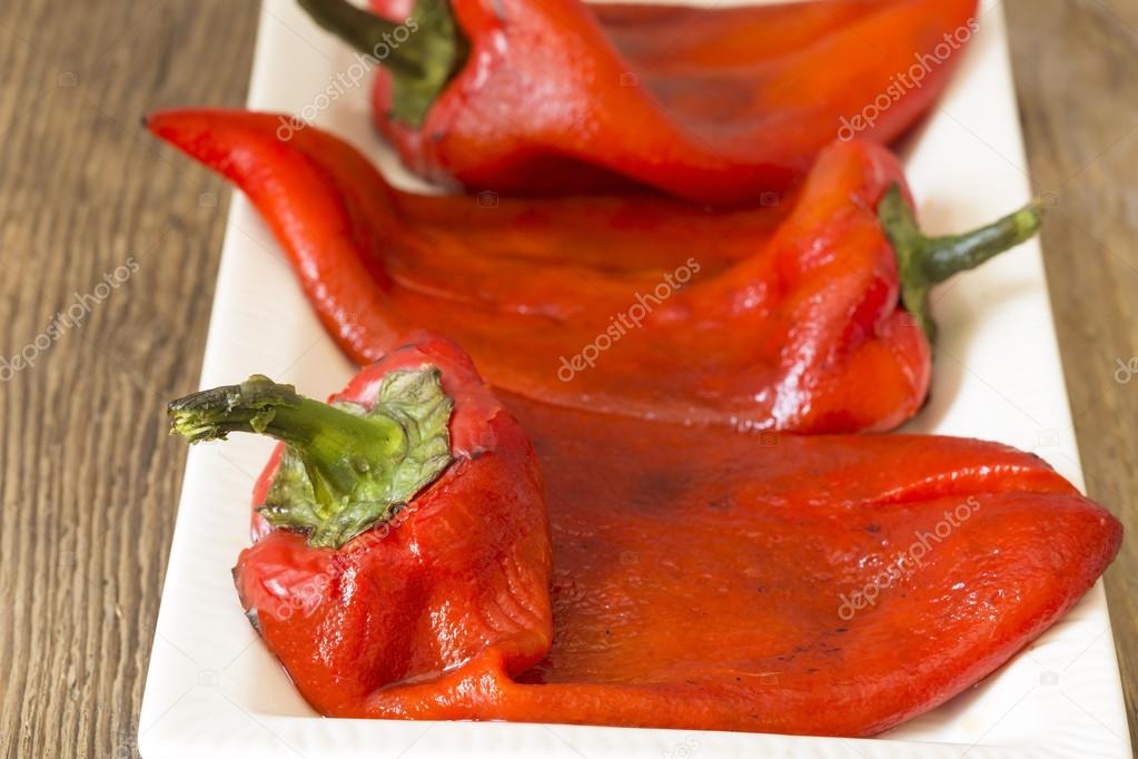 Roasted, peeled peppers salad
