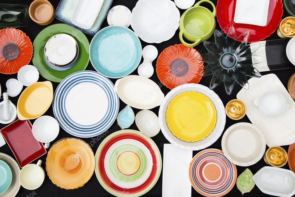 Colorful dishes background