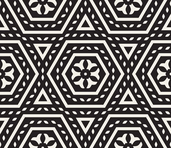 Черно-белая цветочная восточная агональная паттерн — стоковый вектор