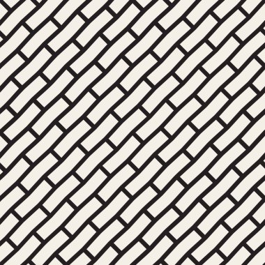 Vektör sorunsuz siyah ve beyaz tuğla kaldırım çapraz çizgili desen