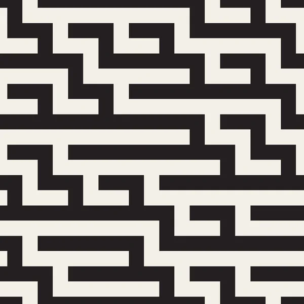 ベクトルシームレスな黒と白の幾何学的迷路線パターン — ストックベクタ