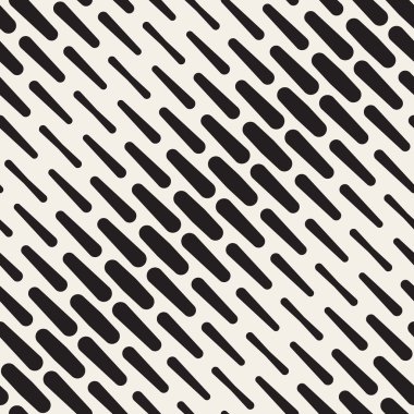 Vektör Dikişsiz Siyah ve Beyaz Diyagonal Yuvarlak Çizgiler Halftone Desen