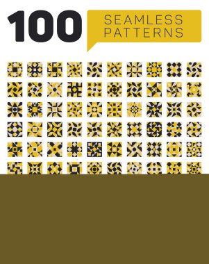 Hundred Seamless Retro Geometric Patterns clipart