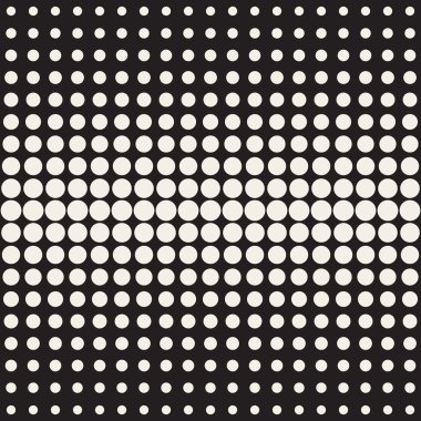 Vektör sorunsuz siyah ve beyaz daire degrade noktalı resim deseni