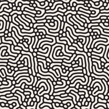 Vektör sorunsuz siyah ve beyaz organik desen çizgileri