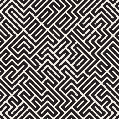 Vektör Dikişsiz Siyah Ve Beyaz Labirent Çizgiler Deseni